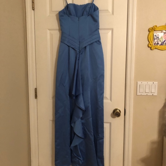 Blue spaghetti strap gown with beading in front - Picture 4 of 5